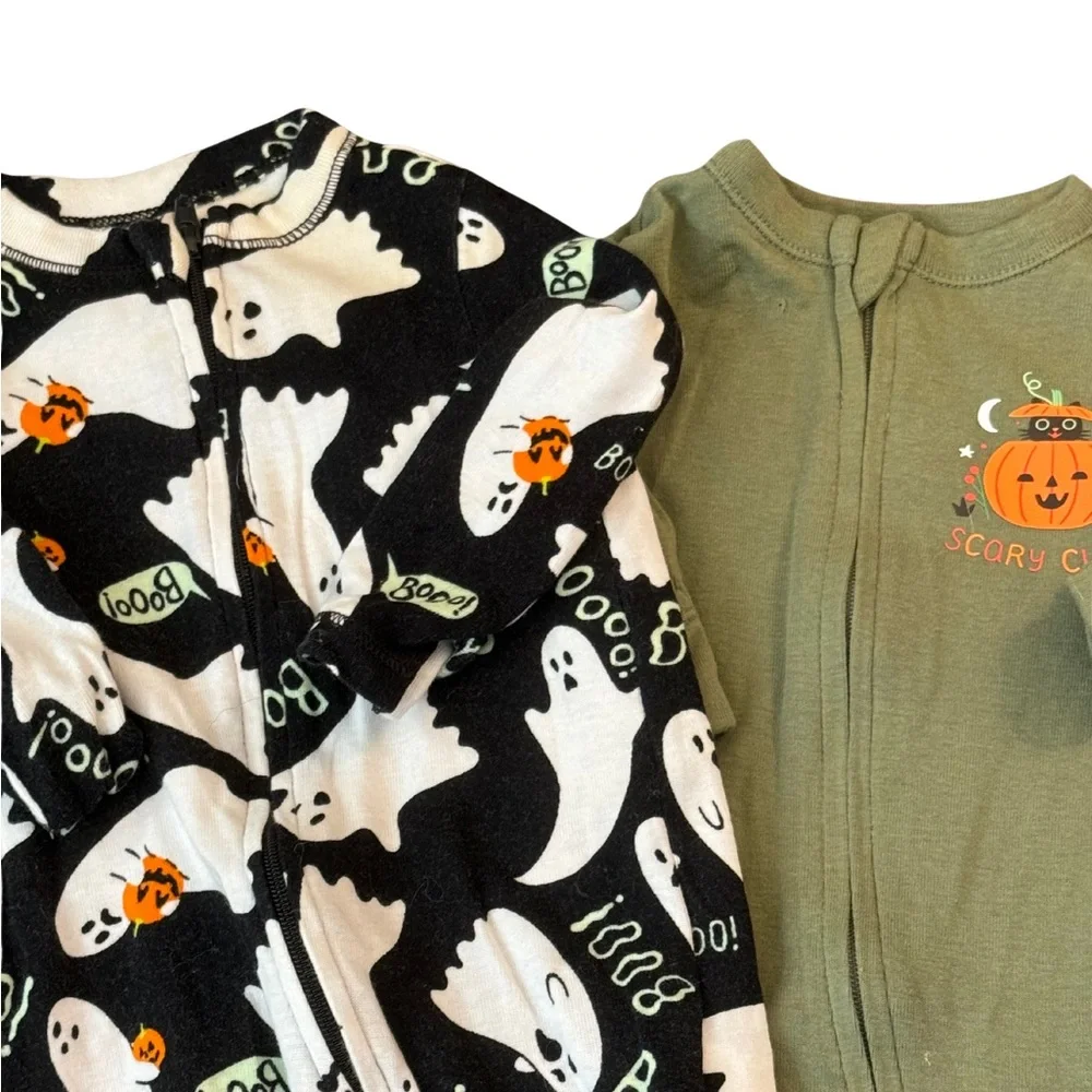 Old Navy Kids Halloween Footies‎ - Black, Green, Orange 3 Pair 0/3 Months